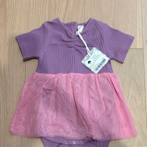 NWT Kate Quinn short sleeve ruched tulle skirted bodysuit